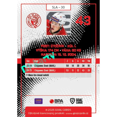 2025/26 Goal Cards Maxa liga 2.s. #SLA - 30 Tomáš Trunda