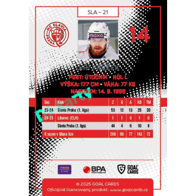 2025/26 Goal Cards Maxa liga 2.s. #SLA - 21 Jiří Průžek