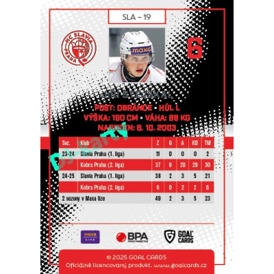 2025/26 Goal Cards Maxa liga 2.s. #SLA - 19 Jiří Stejskal