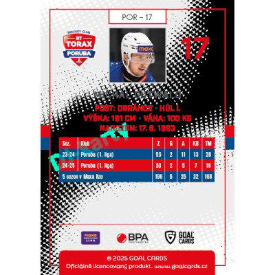 2025/26 Goal Cards Maxa liga 2.s. #POR - 17 Michal Gutwald
