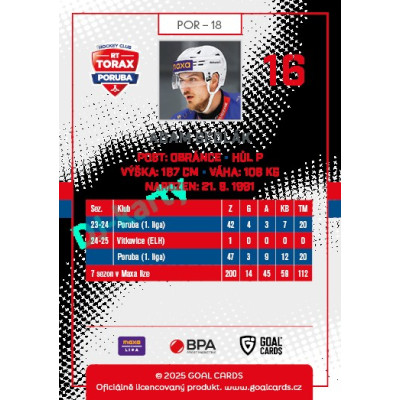 2025/26 Goal Cards Maxa liga 2.s. #POR - 18 Adam Sedlák
