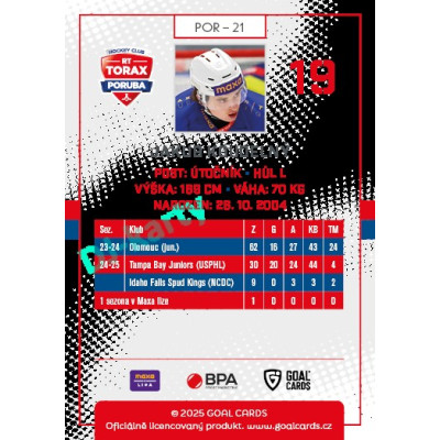 2025/26 Goal Cards Maxa liga 2.s. #POR - 21 Jakub Koudelný