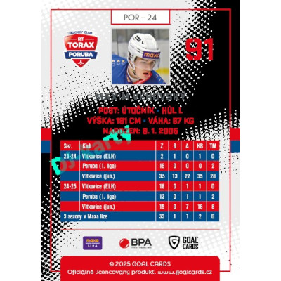 2025/26 Goal Cards Maxa liga 2.s. #POR - 24 Maxim Vehovský