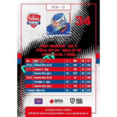 2025/26 Goal Cards Maxa liga 2.s. #POR - 15 Jan Kavan