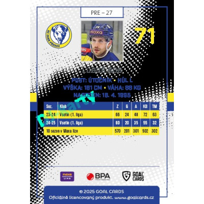 2025/26 Goal Cards Maxa liga 2.s. #PRE - 27 Luboš Rob