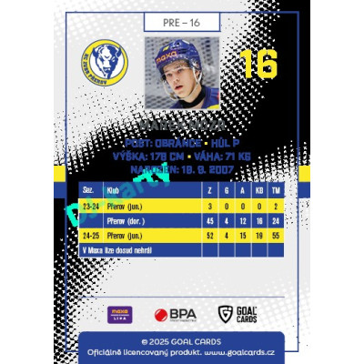 2025/26 Goal Cards Maxa liga 2.s. #PRE - 16 Marek Mozr