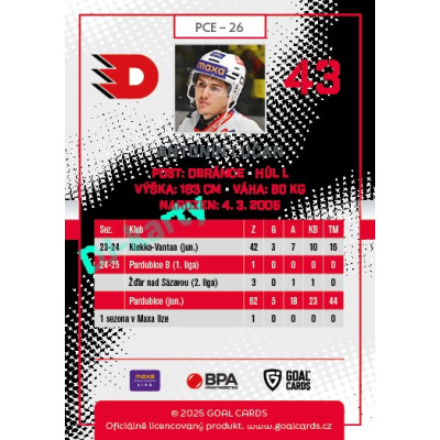 2025/26 Goal Cards Maxa liga 2.s. #PCE - 26 Antonín Lučan