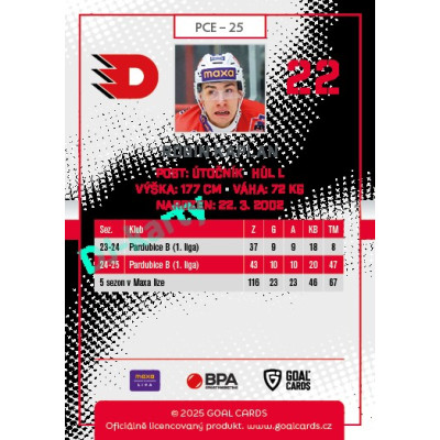 2025/26 Goal Cards Maxa liga 2.s. #PCE - 25 Robin Kaplan
