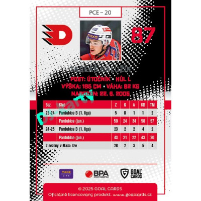 2025/26 Goal Cards Maxa liga 2.s. #PCE - 20 Tadeáš Kalužík