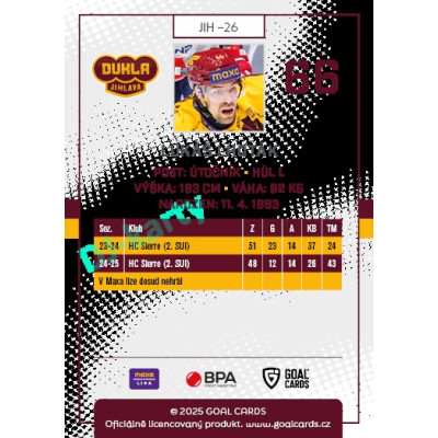 2025/26 Goal Cards Maxa liga 2.s. #JIH - 26 Lukáš Lhoták