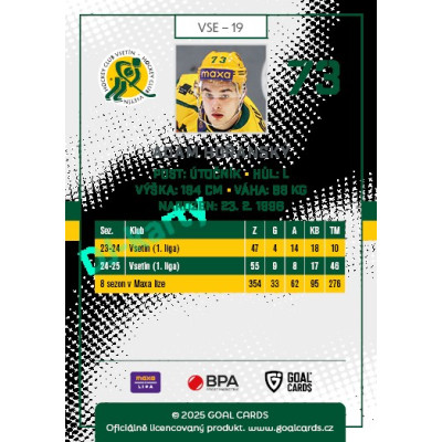 2025/26 Goal Cards Maxa liga 2.s. #VSE - 19 Adam Hořanský