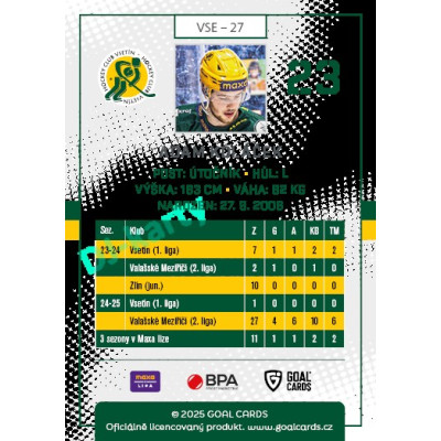 2025/26 Goal Cards Maxa liga 2.s. #VSE - 27 Adam Koláček