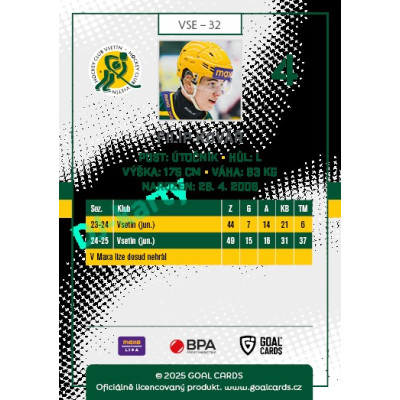 2025/26 Goal Cards Maxa liga 2.s. #VSE - 32 Filip Kovář