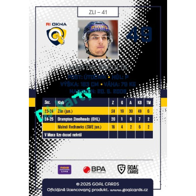 2025/26 Goal Cards Maxa liga 2.s. #ZLI - 41 Martin Vaculík