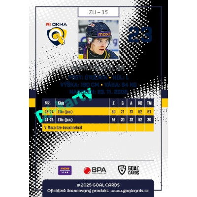 2025/26 Goal Cards Maxa liga 2.s. #ZLI - 35 Martin Holba