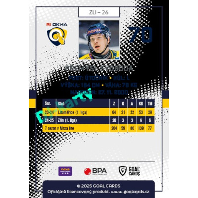 2025/26 Goal Cards Maxa liga 2.s. #ZLI - 26 Přemysl Svoboda