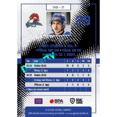 2025/26 Goal Cards Maxa liga 2.s. #TAB - 31 Štěpán Vimmer