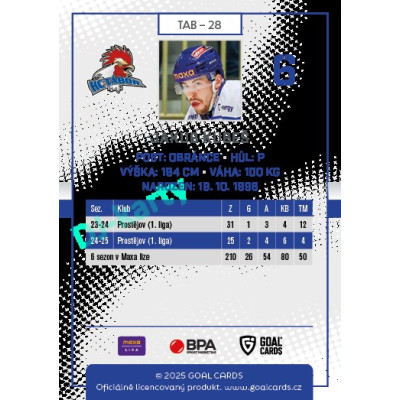 2025/26 Goal Cards Maxa liga 2.s. #TAB - 28 Jakub Kubeš