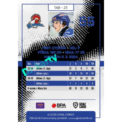 2025/26 Goal Cards Maxa liga 2.s. #TAB - 25 Jonáš Jungwirth