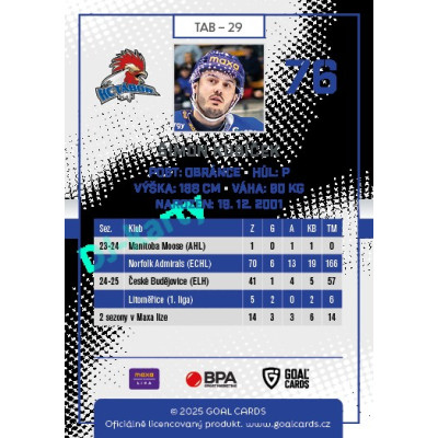 2025/26 Goal Cards Maxa liga 2.s. #TAB - 29 Šimon Kubíček