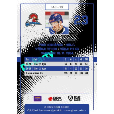 2025/26 Goal Cards Maxa liga 2.s. #TAB - 18 Jakub Suchánek
