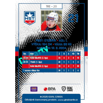 2025/26 Goal Cards Maxa liga 2.s. #TRE - 20 Tadeáš Kuba