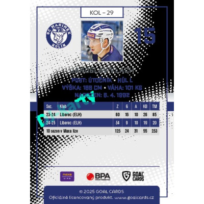 2025/26 Goal Cards Maxa liga 2.s. #KOL - 29 Jaroslav Vlach