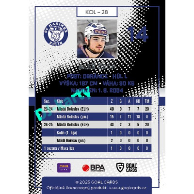 2025/26 Goal Cards Maxa liga 2.s. #KOL - 28 Aleš Čech