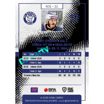 2025/26 Goal Cards Maxa liga 2.s. #KOL - 22 Adam Dlouhý