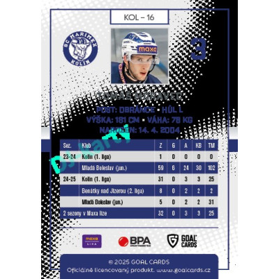 2025/26 Goal Cards Maxa liga 2.s. #KOL - 16 Tomáš Moravec