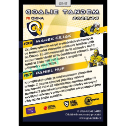 2025/26 Goal Cards Maxa liga 2.s. #GT-17 Marek Čiliak / Daniel Huf Goalie Tandem