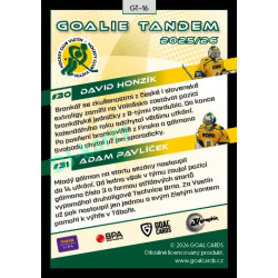 2025/26 Goal Cards Maxa liga 2.s. #GT-16 David Honzík / Adam Pavlíček Goalie Tandem