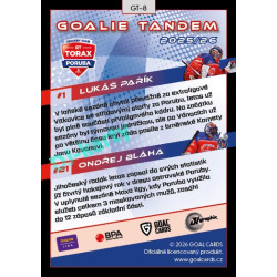 2025/26 Goal Cards Maxa liga 2.s. #GT-08 Lukáš Pařík / Ondřej Bláha Goalie Tandem