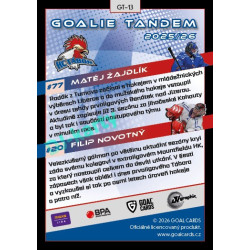 2025/26 Goal Cards Maxa liga 2.s. #GT-13 Matěj Žajdlík / Filip Novotný Goalie Tandem