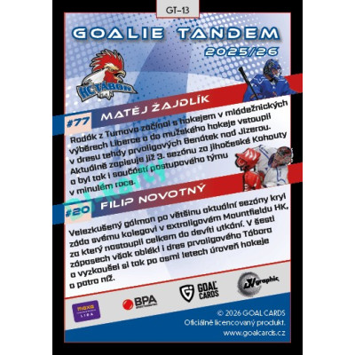 2025/26 Goal Cards Maxa liga 2.s. #GT-13 Matěj Žajdlík / Filip Novotný Goalie Tandem