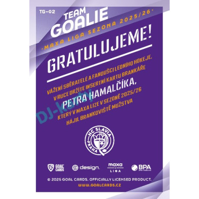 2025/26 Goal Cards Maxa liga 2.s. #TG-02 Petr Hamalčík Team Goalie