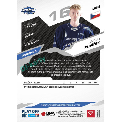 2025/26 Sportzoo ELH Play Off #362 Jakub Zubíček