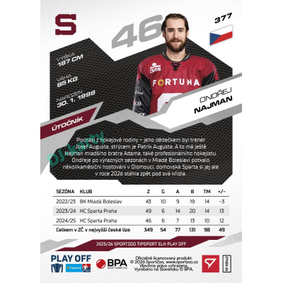 2025/26 Sportzoo ELH Play Off #377 Ondřej Najman
