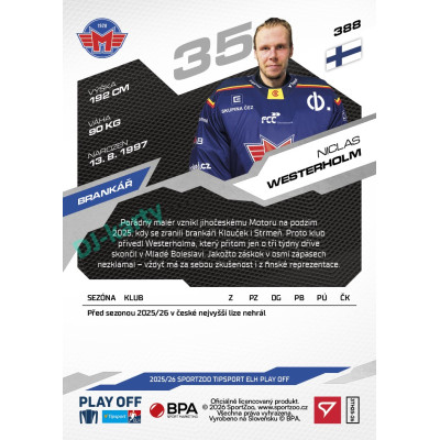 2025/26 Sportzoo ELH Play Off #388 Niclas Westerholm