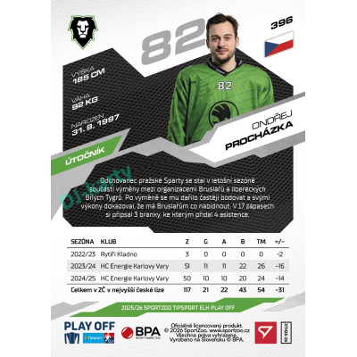 2025/26 Sportzoo ELH Play Off #396 Ondřej Procházka