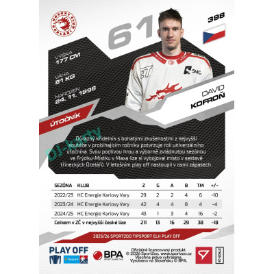 2025/26 Sportzoo ELH Play Off #398 David Kofroň