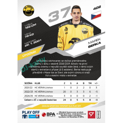 2025/26 Sportzoo ELH Play Off #402 Marek Berka
