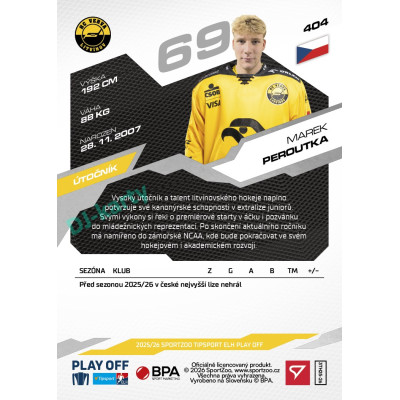 2025/26 Sportzoo ELH Play Off #404 Marek Peroutka