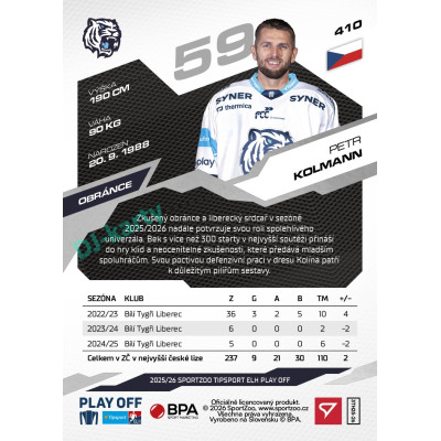 2025/26 Sportzoo ELH Play Off #410 Petr Kolmann