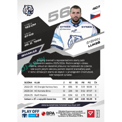 2025/26 Sportzoo ELH Play Off #407 Štěpán Lukeš