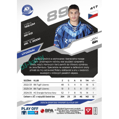 2025/26 Sportzoo ELH Play Off #417 Jan Šír