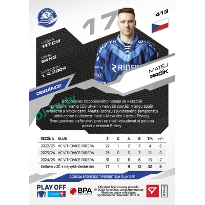 2025/26 Sportzoo ELH Play Off #413 Matěj Prčík