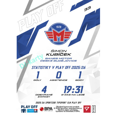 2025/26 Sportzoo ELH Play Off #33 Šimon Kubíček Play Off