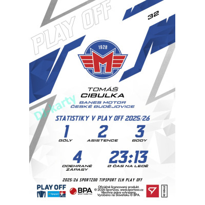 2025/26 Sportzoo ELH Play Off #32 Tomáš Cibulka Play Off