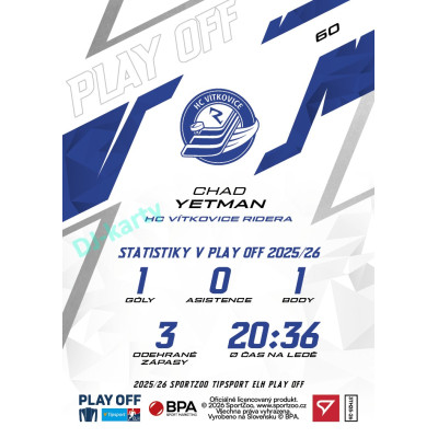 2025/26 Sportzoo ELH Play Off #60 Chad Yetman Play Off